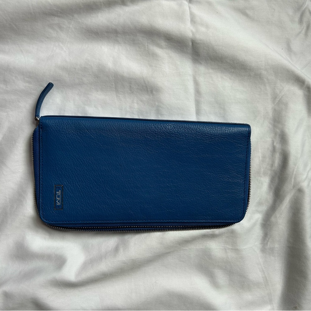 Tumi blue leather Zip Wallet